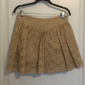 Cream lace mini skirt
